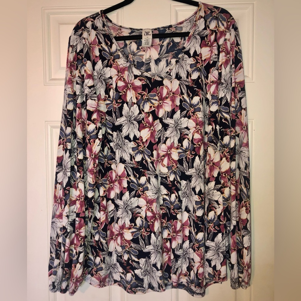 Women’s SEW IN LOVE boutique brand floral print blouse top size 2X xxl plus